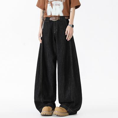 Jeans Scimitarra Neri Brand Trendy Americano Uomo e Donna Stesso Pantalone Versatile