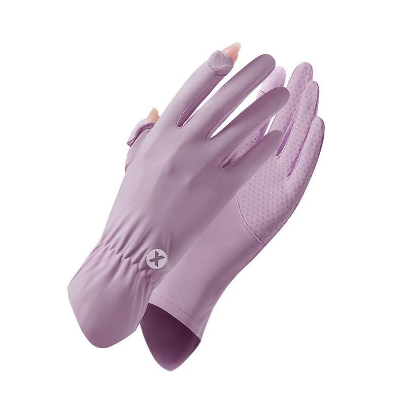UV Protection Driving Gloves Women Lightweight Ice Silk Long Finger Anti-Slip Touchscreen Compatible Outdoor Cycling