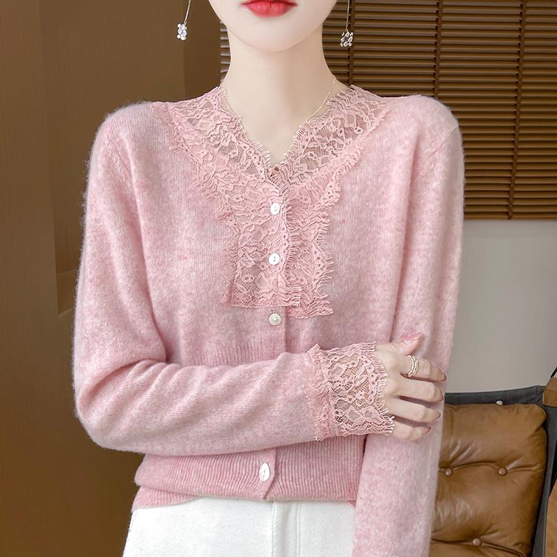 Women's Cashmere Cardigan Qinghe Cashmere 30% Cashmere 70% Wool Autumn and Winter Cashmere Cardigan Hand-embroidered Soft and Warm