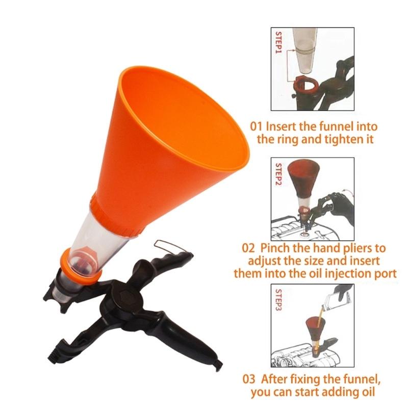 Car Engine Oil Funnel Leakproof Auto Engine Oil Filling Funnel Visible Auto Locking Structure Fast Clamp Oil Change Tool