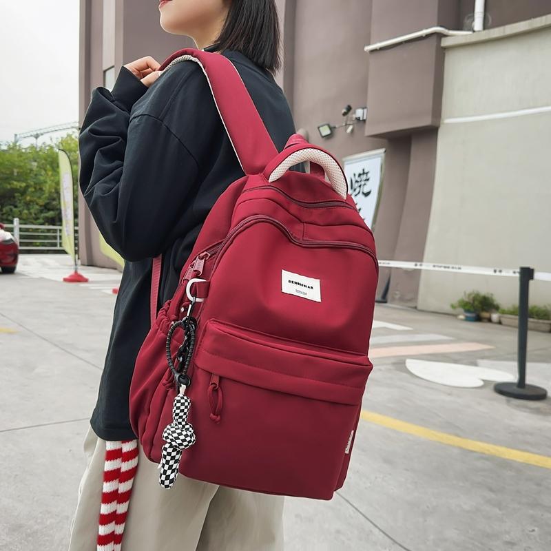 Women Large Capacity Backpack Student Schoolbag Men Solid Color Backpack