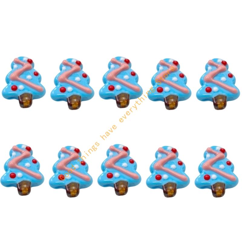 10Pcs Festival Tree Beads Hand Painted Glass Beads For Christmas Tree Decoration Bracelets Jewelry Accessories 55KF
