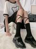 1 Pairs Women Wave Edge Bow Mid Tube Socks Spring Summer Sweat Absorbing Breathable Fashionable JK Lolita Style Casual Socks