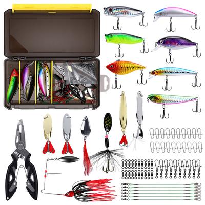 72-teiliges Angelköder-Set mit Spinnerbaits Haken Tragbare Angelköderbox für Salzwasser und Süßwasser 72 Stück Angeln