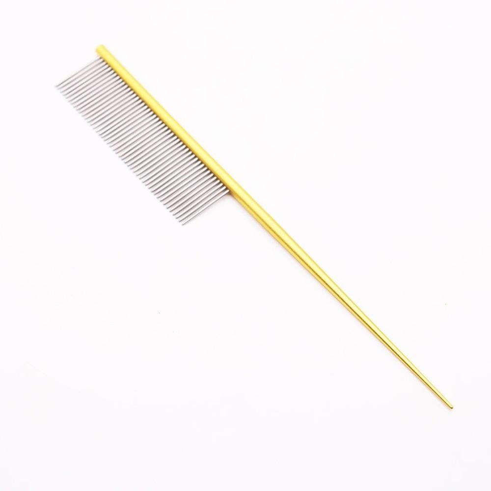 

Self Cleaning Pet Hair Removal Comb Non-rust Dense Tooth with Release Button Pet Grooming Comb Knot Opening Massage золотий