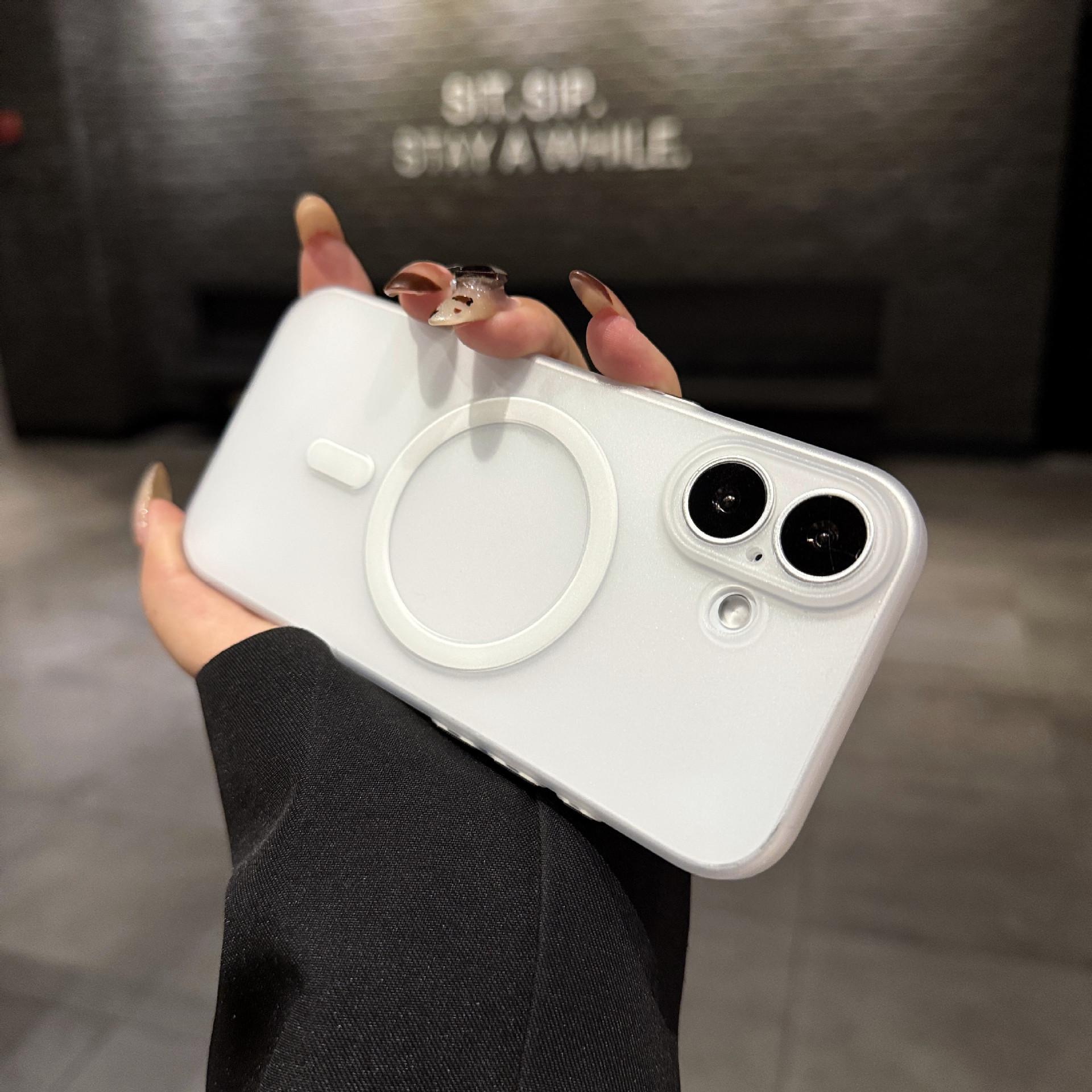 

Thin Magnetic Frosted iPhone 17 Case: Semi-transparent TPU Full Coverage for iPhone 14-16. iPhone 12 Pro Max