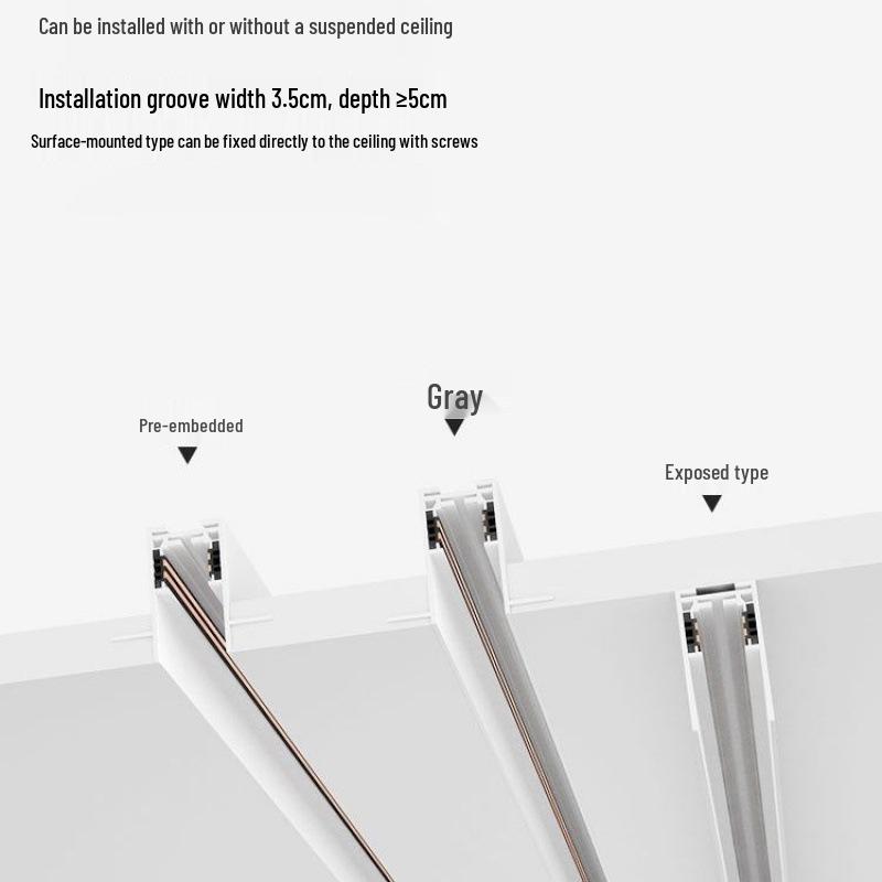 Pure White Recessed & Surface Mounted Magnetic Track Light - LED, No False Ceiling Needed