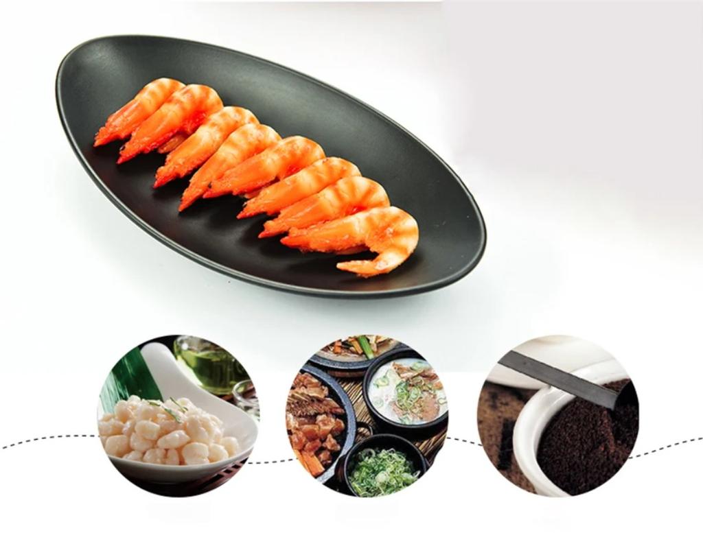 Dessert plate1Pcs Food Dishes Deep Plate Oval Ingot Plate Frosted Black Hotel Seafood Sushi Plate Imitation Porcelain Tableware