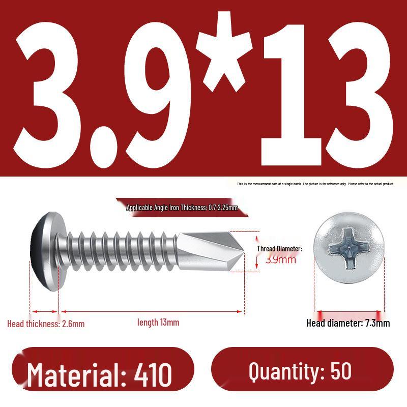 Stainless Steel 304 Phillips Round Head Self-Drilling & Tapping Screws, M3.9/M4.8/M5.5 Swallowtail Bolts