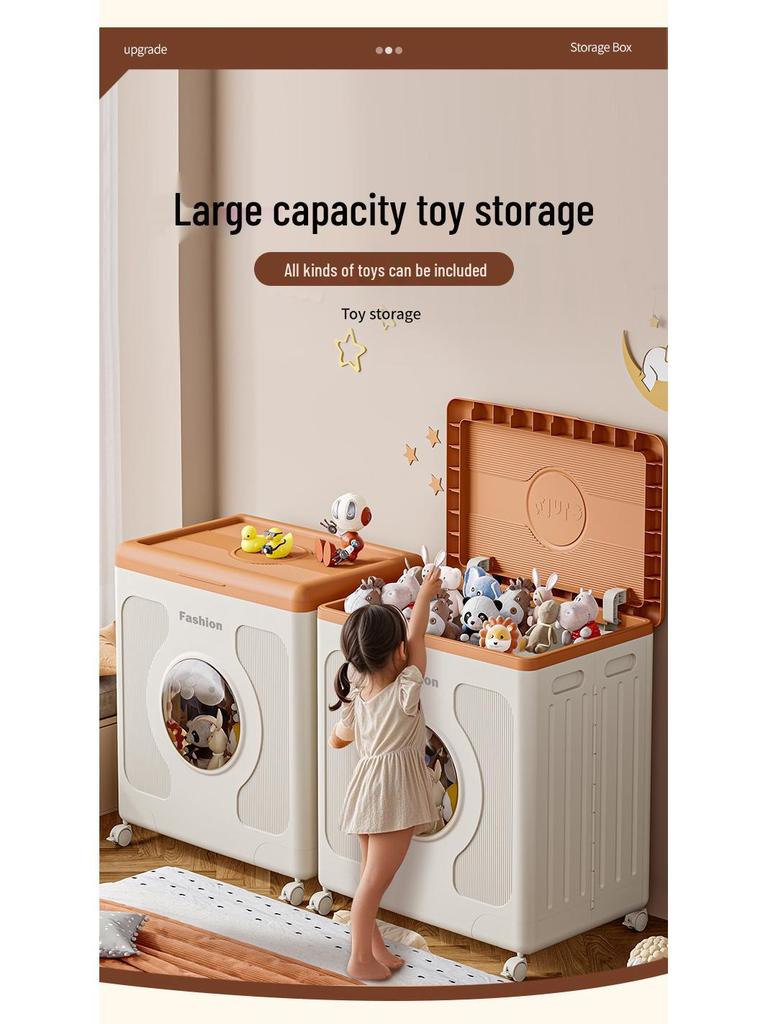 Flip-Top Clothes Storage Box with Wheels - Large Capacity Organizer for Clothing, Toys, Quilts, and Miscellaneous Items