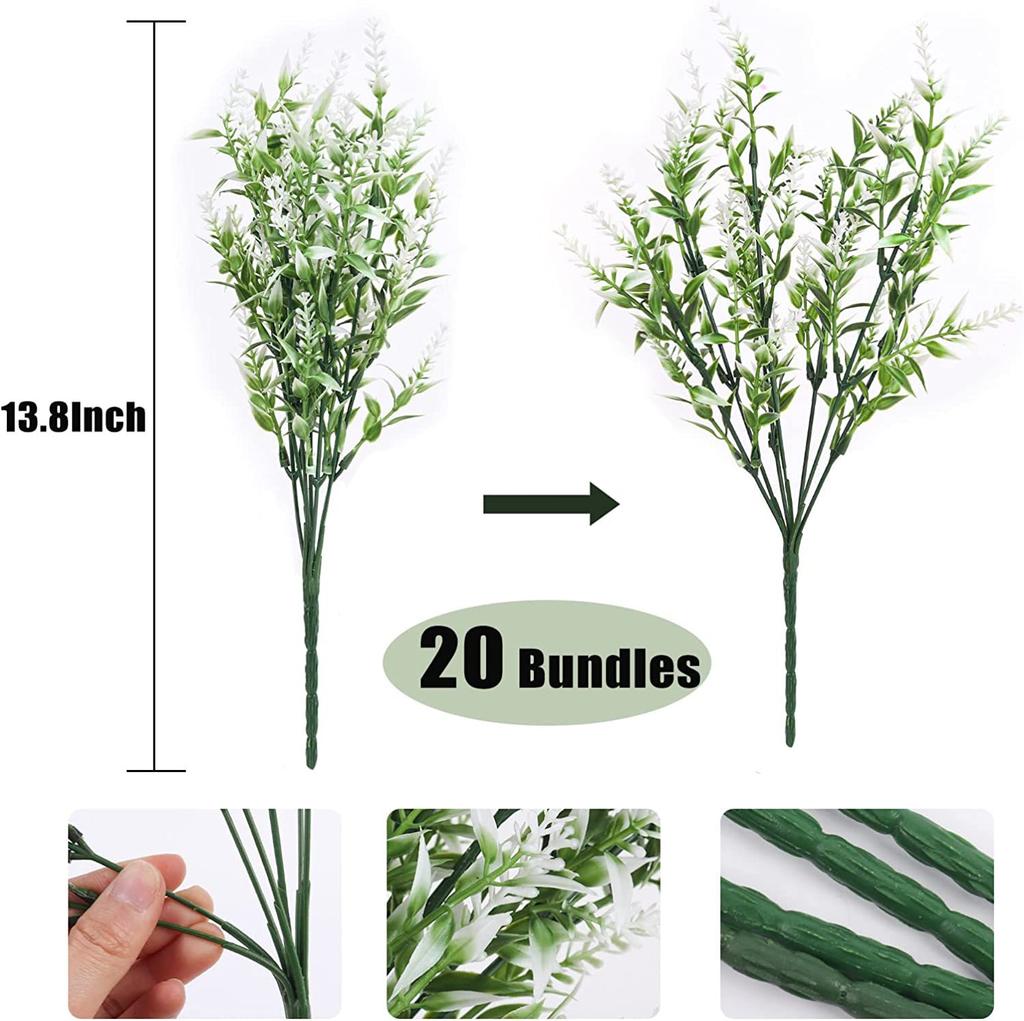Outdoor Artificial Simulated Green Plants 7 Heads 35 Mesh Lavender Fake Flower Plant Window Decoration Pointed Wheat Ear Handle Bundle