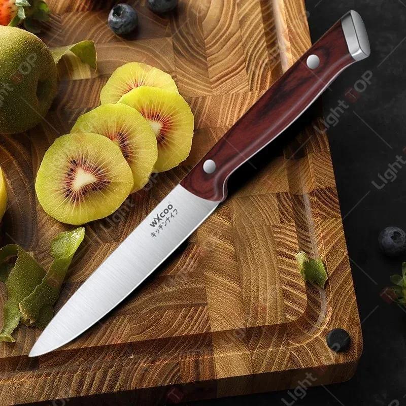 WXCOO Stainless Steel Japanese Chef Knife Wooden Handle Ultra Sharp Fish Bone Fruit Meat Cleaver Santoku Slicing Kitchen Knives