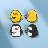 Cutie Killer Enamel Pins Chick Little Penguin Dagger Knife Brooches Lapel Badges Cartoon Fun Animal Jewelry Gift For Kids Friend