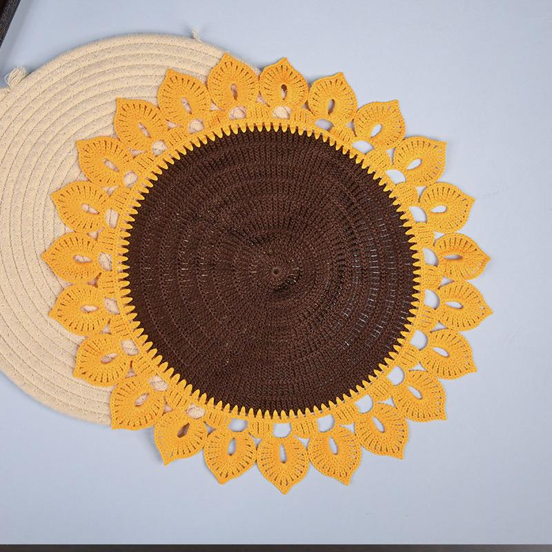 

Sunflower Table Placemat for Spring Summer Tables Home Kitchen Dining Holiday Harvest Tabletop Decoration coaster set placemats M&Flower