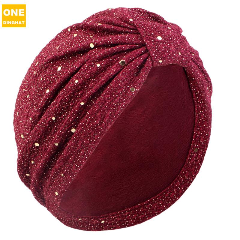 

Шляпа женская блестящая мятая тканевая шапка-платок, этническая тканевая шапка Баотоу, шапка для химиотерапии Jdt-433E M（56-58cm） бордовый