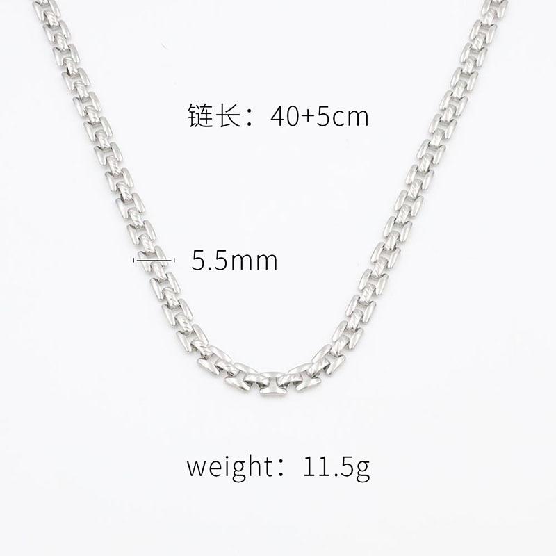 Hip Hop Exaggerated Metal Vintage Cuban Chain Braided Strap Thick Chain Neutral Wind Necklace Bracelet Set