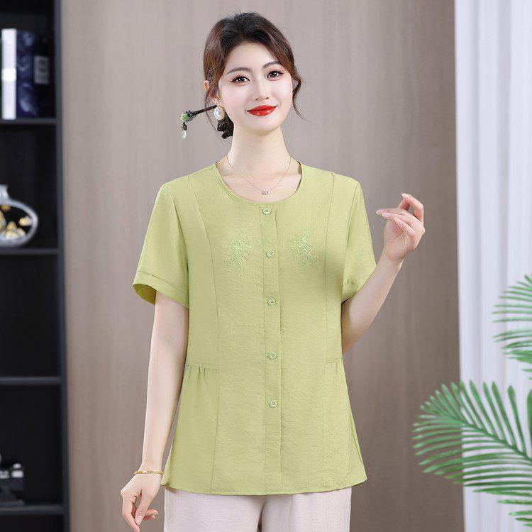 

2026 Women s Plus Size Short-Sleeve Loose T-Shirt - Trendy, Slimming, and Lightweight for Middle-Aged & Elderly 3XL (suggested 60-67.5 kg) зелёный
