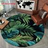 Nature Stream Moss Round Area Rug Green Grass Circular Floor Carpet Stone Flower Landscape Welcome Mat for Living Room Decor