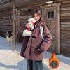 European hooded pie overcomes cotton jacket women's autumn and winter cotton padded waist thickened jacket contrasting color cotton coat