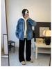 2025 Spring/Autumn Women's Retro Washed Denim Jacket: Hong Kong Style, Loose Fit, Trendy Casual Fashion