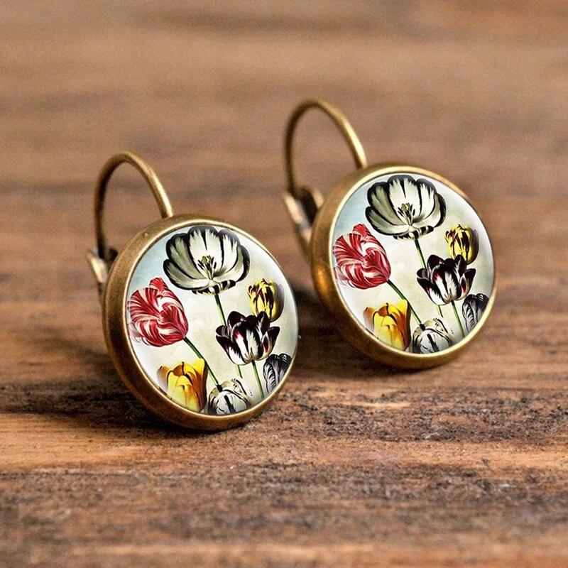 

Серьги из стеклянного сплава с цветочным куполом, модные женские подарочные украшения