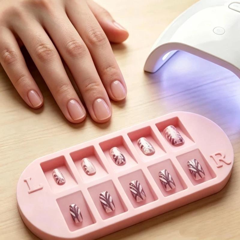 10 Grids Nail Tip Storage Tray With Lr Mark False Nail Display Organizer Reusable For Salon Home Manicure
