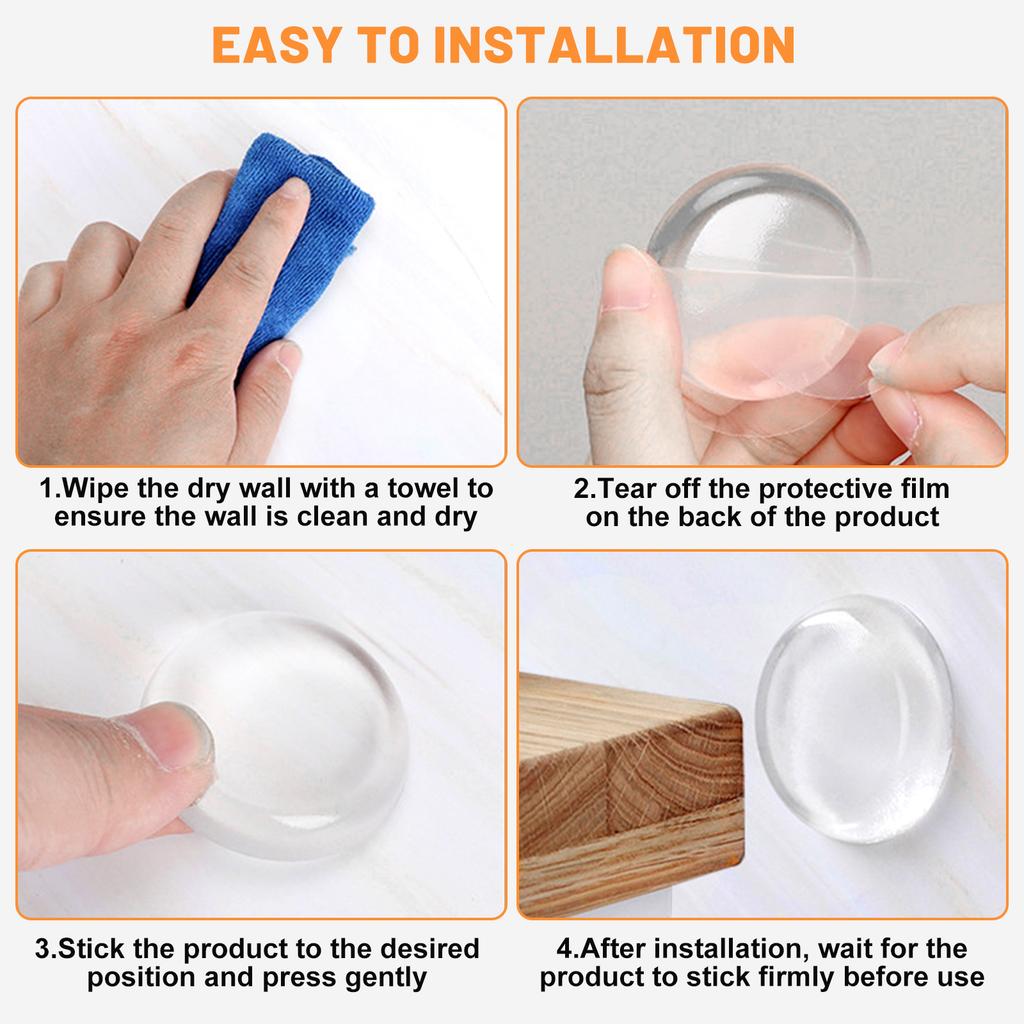 2 Set Adhesive Door Stoppers Transparent Soft Silicone Wall Protectors To Prevent Impact Scratches On Door And Wall