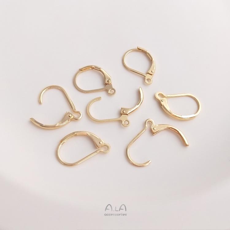 14K Gold-Filled Spring-Back French Ear Hooks with Loops for DIY Jewelry