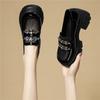 British Style Small Leather Shoes, New Thick-soled Mary Jane Shoes, Rhinestone Thick-soled Thick-heeled Shallow-mouth Patent Leather Loafers.