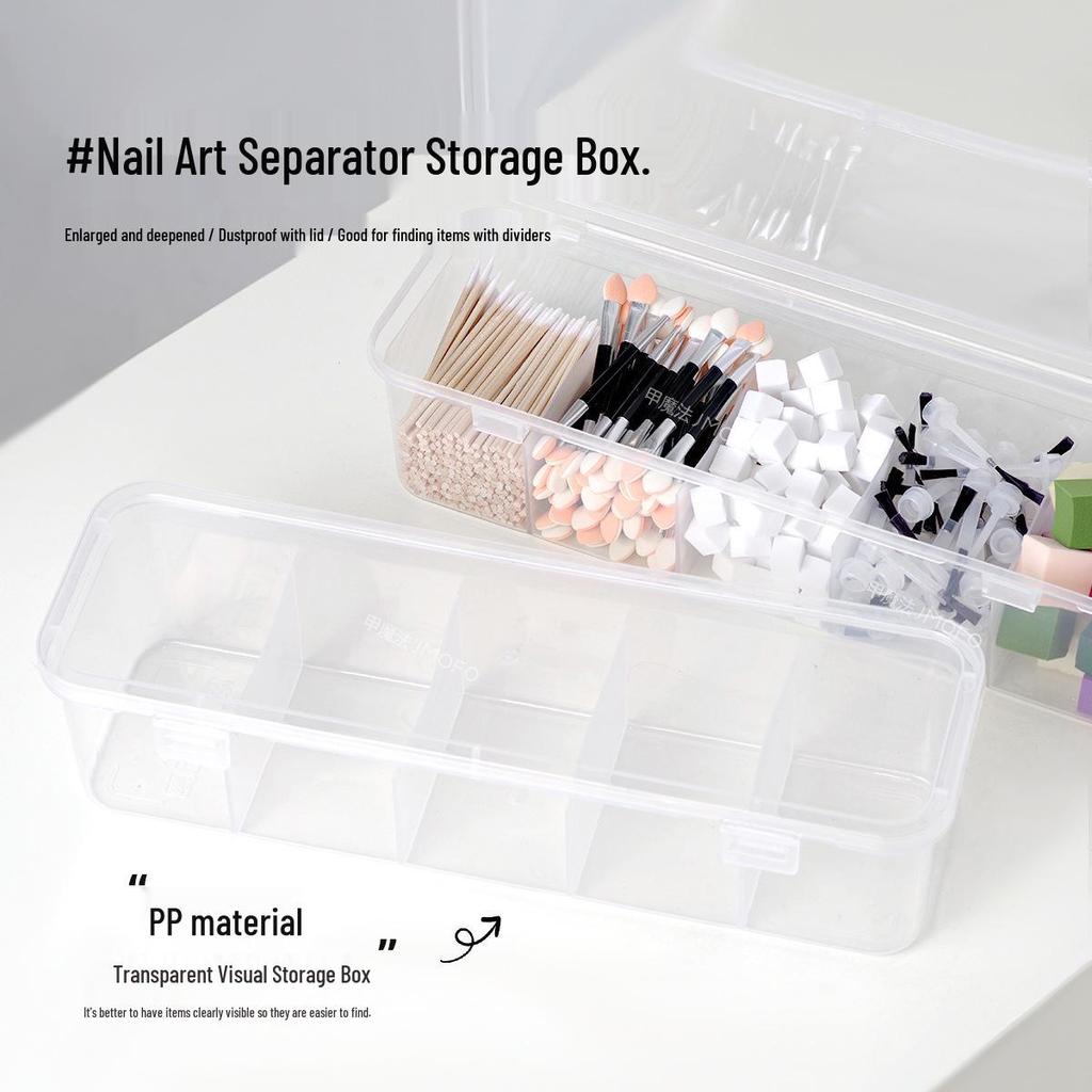 Large-Capacity Dustproof Nail Art Storage Box with Buckle and Clear Lid