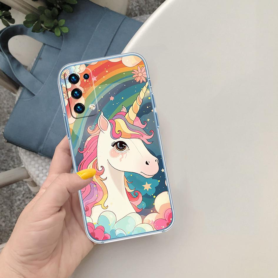 CJ103 Unicorn Cute Soft Shell Transparent Phone Case for Motorola Moto G7 G8 G9 G84 G85 G73 G24 G15 Z2 Play Power Plus