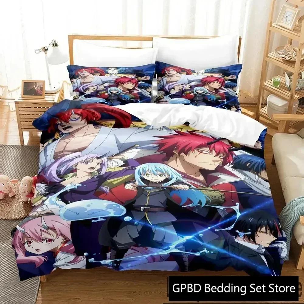 TenSura Rimuru That Time I Got Reincarnated As a Slime Beding Set 3D Printed Suitable for Bedrom Soft with Soft Fabric Duvet Cover Set Pilowcases