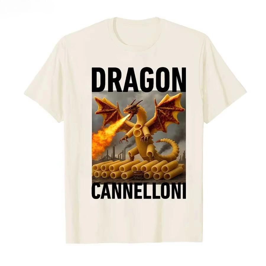 Dragon Canelloni Italia Brainrot Tshirt 2026 Summer Luxury Retro Cotton Unisexs Tshirt Street Y2k Short Sleeve Oversized Tshirt S