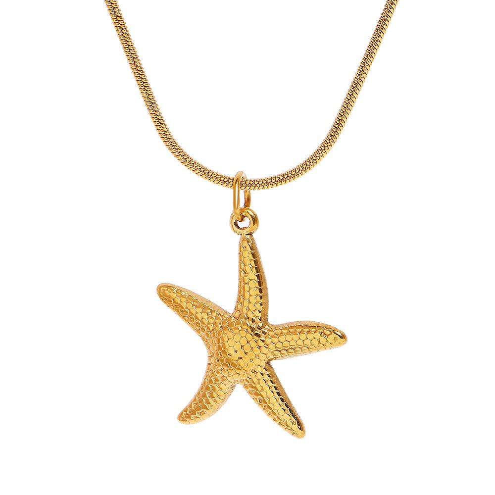 Stainless Steel Star Shell Pendant Necklace – Elegant and Personalized Women's Fashion Accessory