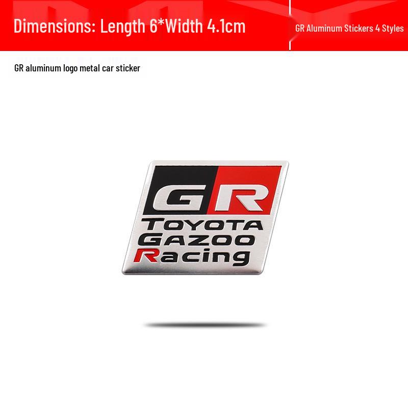 Toyota GR Logo Aluminium Sportwagen Aufkleber für GR86 Lenkrad und Karosseriedekoration