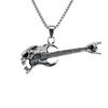 Naszyjnik Styl Punkowy Czaszka Rockowa Gitara Modny Wisiorek