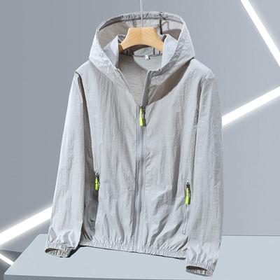 Summer Men's Windbreaker Big Size Sun Protection Clothing Korean Style Ultra-thin Streetwear Zipper Hooded Jackets Man