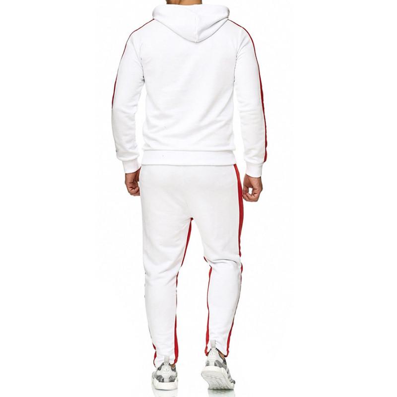 Men's  Winter Patchwork Sweatshirt Top Pants Sets Sports Suit Tracksuit