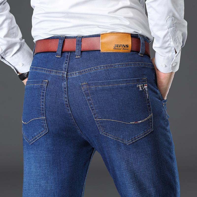 High elasticity, fleece and thickened jeans, loose fat, fattened and enlarged size, autumn and winter cotton and fleece pants.