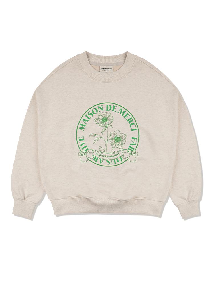 LA MAISON STUDIO Women'S Crop Flare Circle Heavy Terry Sweatshirt Oatmeal (Fcd3Ts711W)