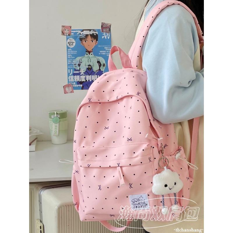 Schoolbag Schoolbag Junior High School Girls Girl Heart Polka Dot Bow Versatile High Value Primary School Students Backpack Women's New Models