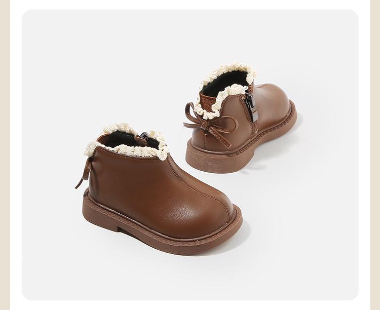 Autumn/Winter Infant & Girls' Leather and Cotton Boots, Korean Style
