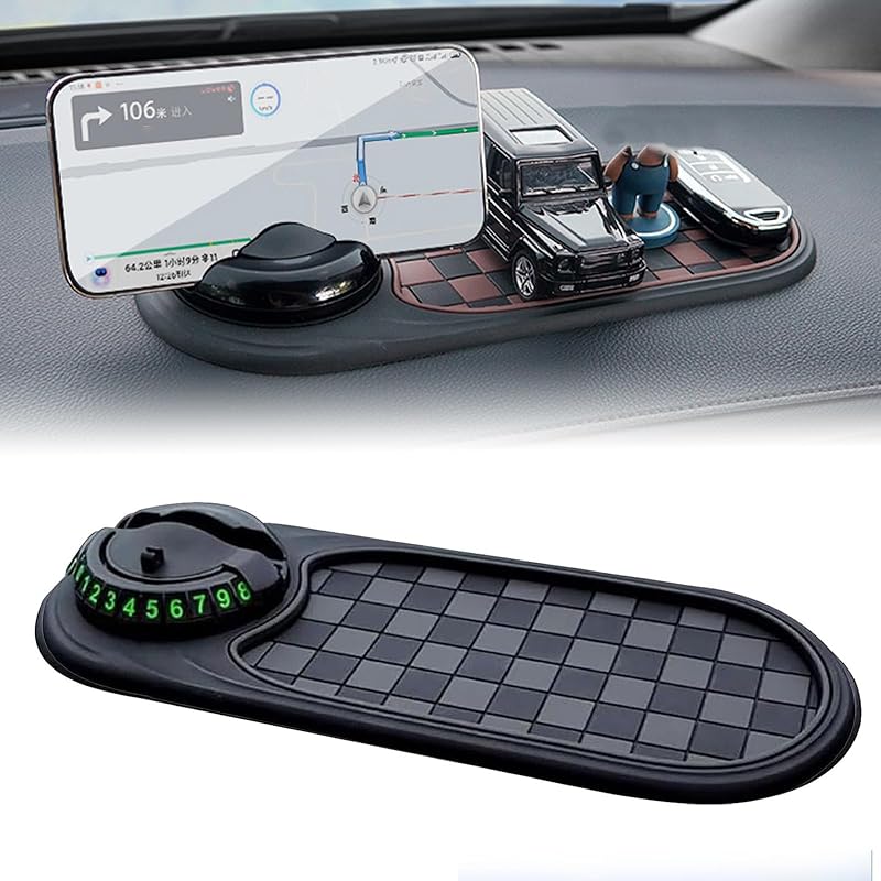 Multifunction Car Anti-Slip Mat, 2025 New Rotatable Anti Skid Car Dashboard Pad,Auto Phone Holder-Universal Non-Slip Car Mat, With Temporary Parking