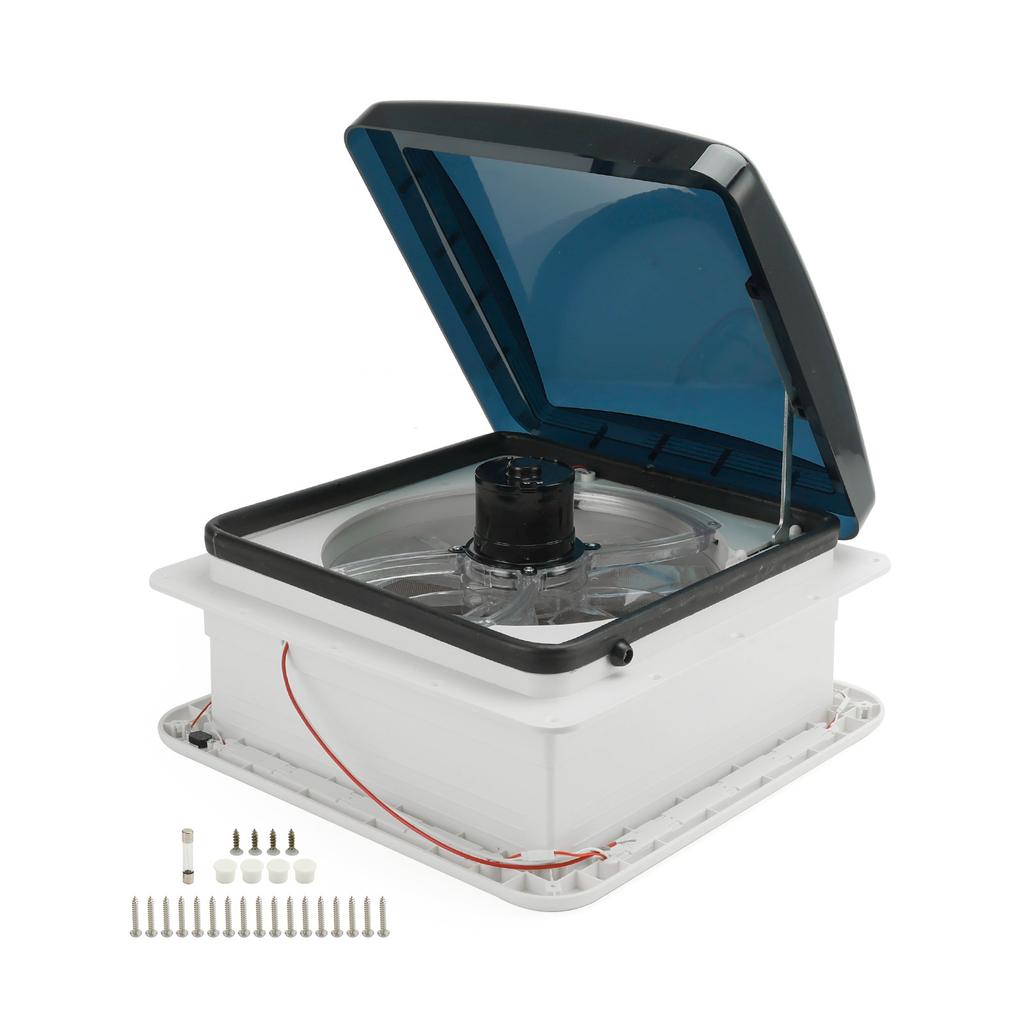 14" Wohnmobil Wohnwagen Dachluke 3-Gang Motor Wohnmobil Ventilator 12V Dachfenster mit LED-Licht