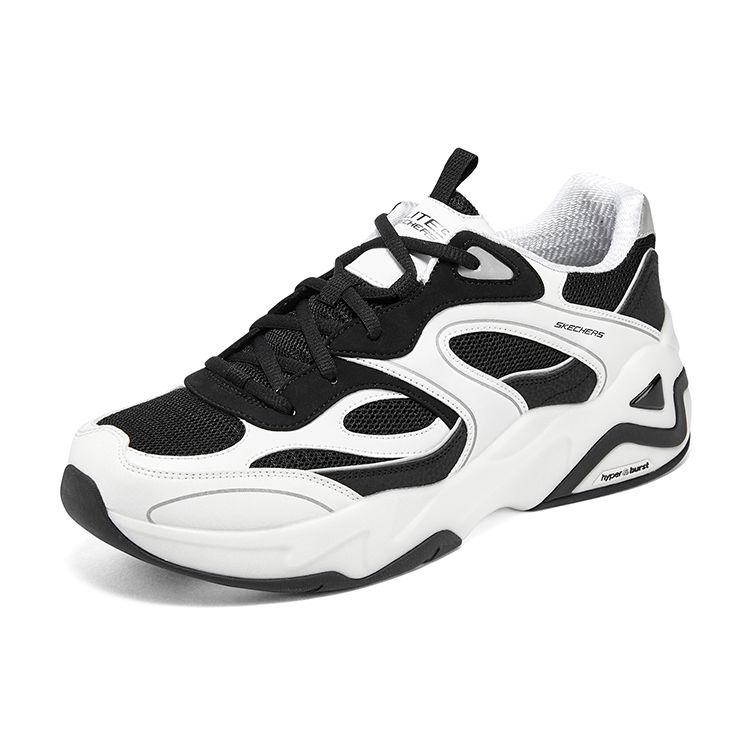 Skechers DLites Hyper Burst Bubble Panda Shoes Men Sneakers Black White 232425-WBK