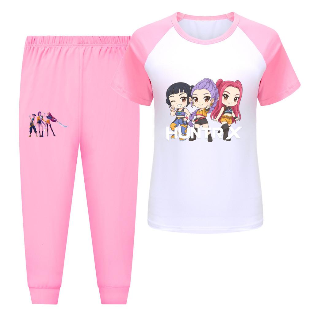 

5015 Kids Girls Rumi Zoey Mira Hunters Print T-shirt Pants Trouser Clothes Set 170cm