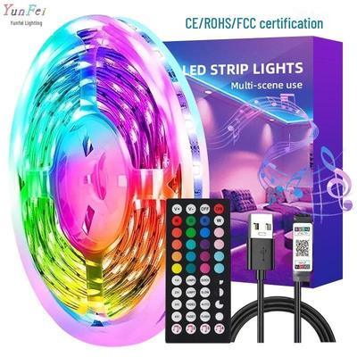 Waterproof 5050 RGB LED Strip Kit with USB, 44-Key Remote & Bluetooth Music Control
