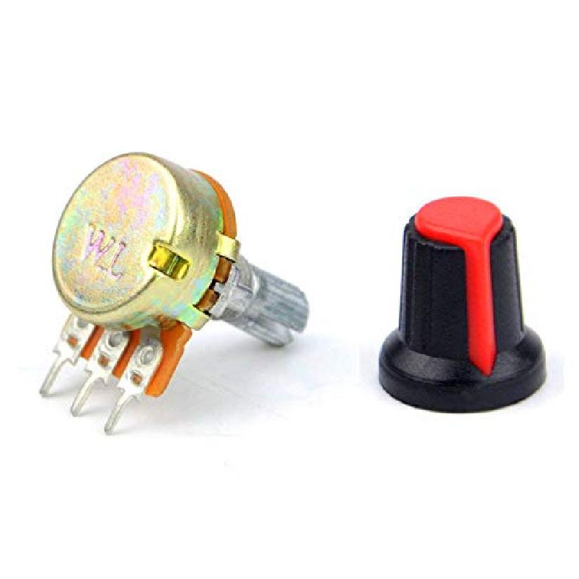 NOYITO B1K B2K B5K B10K B20K B50K B100K B500K B1M Ohm Knurled Shaft Linear Rotary Taper Potentiometer with Cap Kit (Pack of 9)