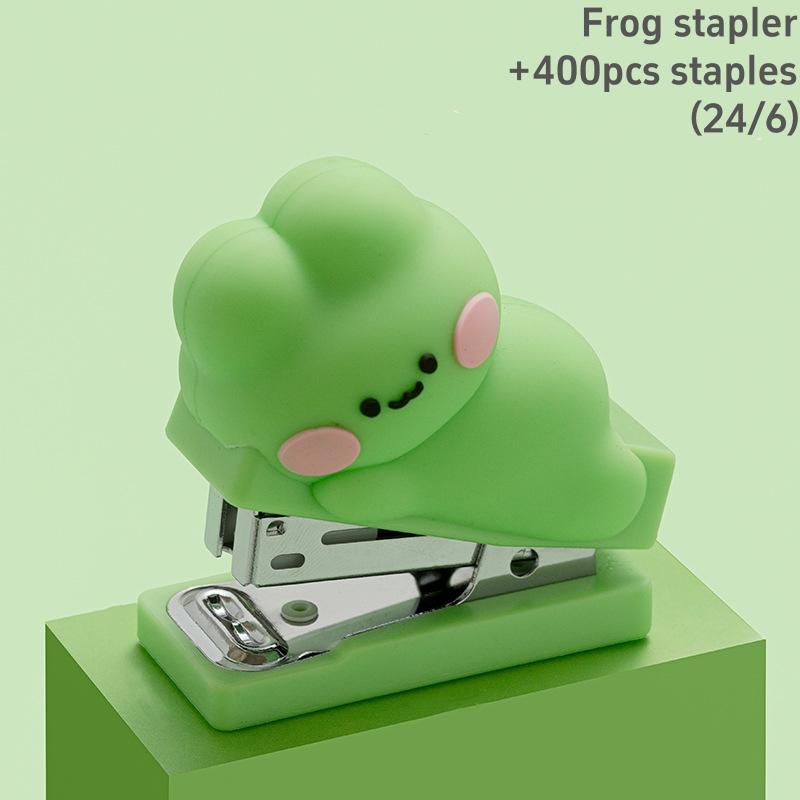 Mini Doll Stapler 400pcs 24/6 Staples Set Cartoon Capybara Bear Rabbit Duck Portable Binder Office Binding Tools School