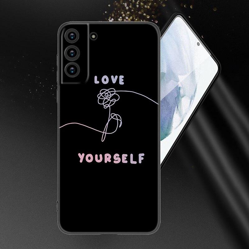 Love Yourself Art Handyhülle für Samsung Galaxy S22 Pro S21 S20 Ultra FE S10 Lite 5G S10E S9 S8 Plus Weiche TPU Schwarze Hülle